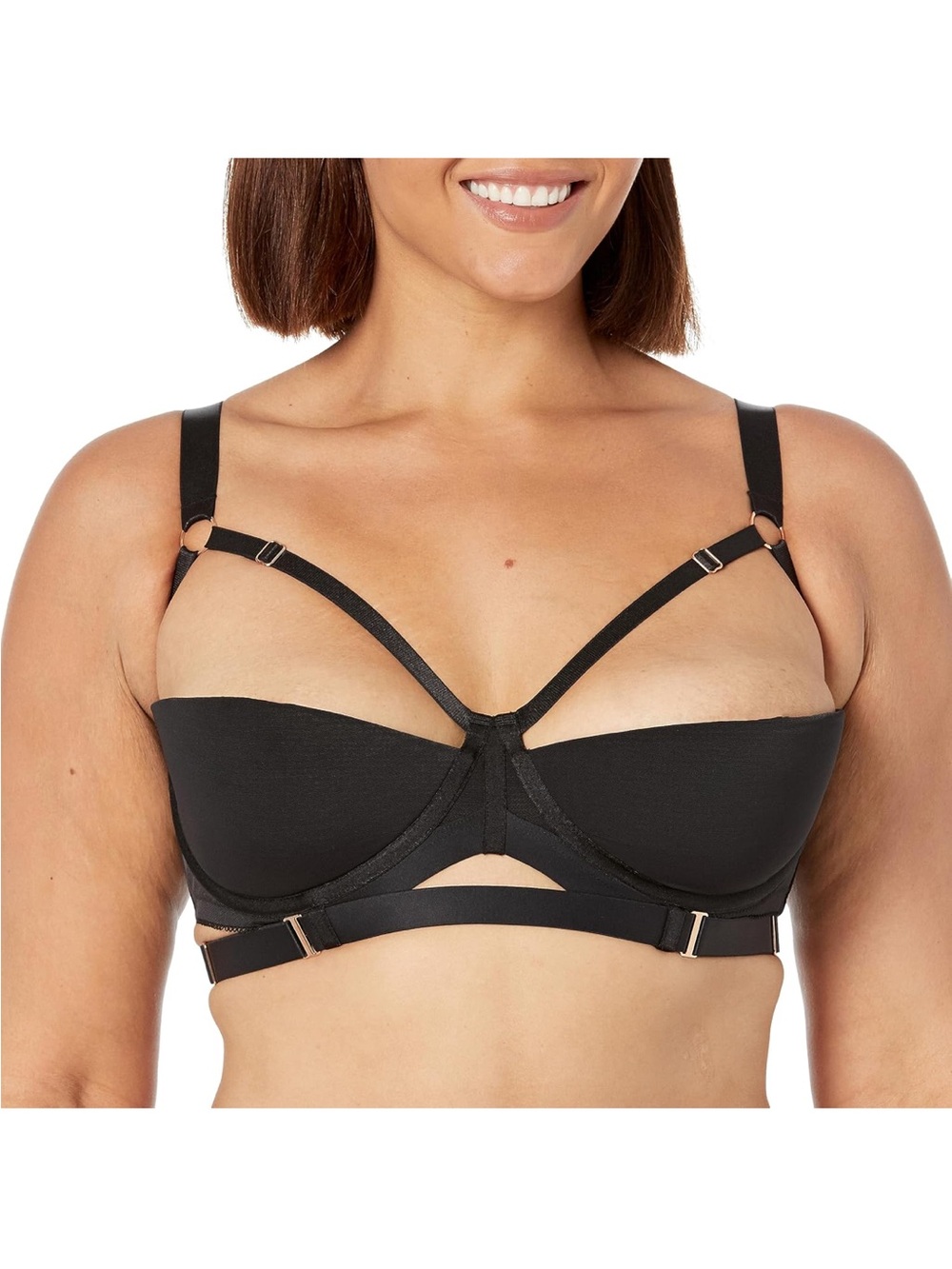 Black Strappy Harness Underwire Bra